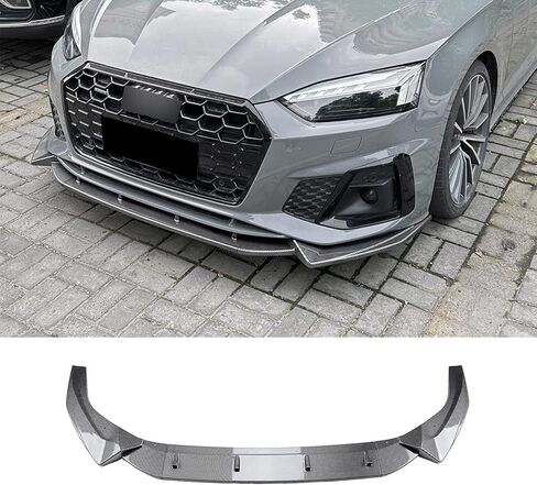 الشفة الأمامية متوافقة مع Audi A5 Sline S5 8W6 2021-2024 Air Dam المصد الأمامي المفسد حامي الشفاه الفاصل السفلي للذقن، طقم الجسم الناشر، 3 قطع / مجموعة أسود لامع in Kuwait