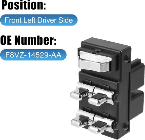 X AUTOHAUX مفتاح نافذة الطاقة للسائق مفتاح تحكم رئيسي في نافذة الطاقة الجانبية F8VZ-14529-AA لاستبدال لينكولن تاون كار 1998-2002 in Saudi Arabia