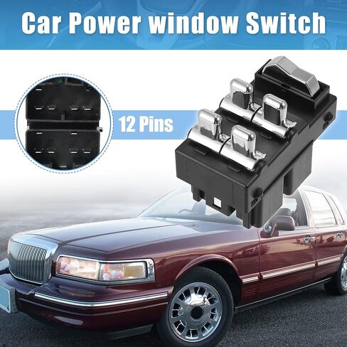 X AUTOHAUX مفتاح نافذة الطاقة للسائق مفتاح تحكم رئيسي في نافذة الطاقة الجانبية F8VZ-14529-AA لاستبدال لينكولن تاون كار 1998-2002 in Saudi Arabia
