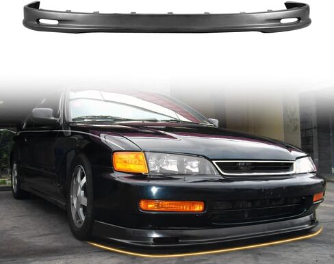 Front Bumper Lip Spoiler Compatible with 1996-1997 Honda Accord 4CYL, PU Unpainted Black Mugen Style Add-on Front Splitter Air Dam Chin Protector in Kuwait