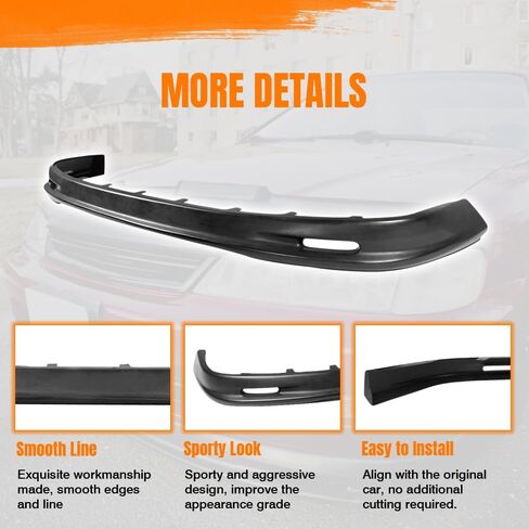 Front Bumper Lip Spoiler Compatible with 1996-1997 Honda Accord 4CYL, PU Unpainted Black Mugen Style Add-on Front Splitter Air Dam Chin Protector in Kuwait