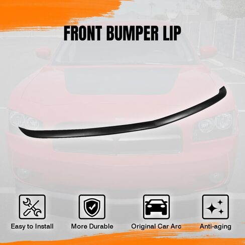 Front Bumper Lip Spoiler, Compatible with 2006-2010 Dodge Charger (Not Fit SRT8), PU Unpainted Black OEM Factory Style Add-on Front Splitter Air Dam Chin Protector in Kuwait