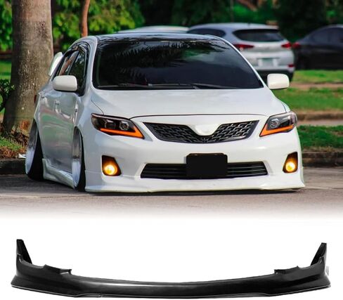 Front Bumper Lip Chin Spoiler, Compatible with 2011-2013 Toyota Corolla (USA Model Only), TRD Style Flexible Polyurethane(PU) Front Lower Splitter Protector, Unpainted Black, 1PC in Kuwait