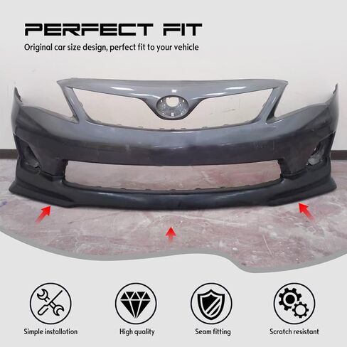 Front Bumper Lip Chin Spoiler, Compatible with 2011-2013 Toyota Corolla (USA Model Only), TRD Style Flexible Polyurethane(PU) Front Lower Splitter Protector, Unpainted Black, 1PC in Kuwait