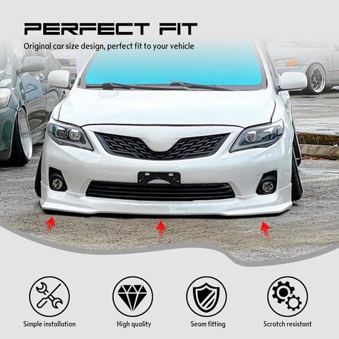 Front Bumper Lip Chin Spoiler, Compatible with 2011-2013 Toyota Corolla (USA Model Only), TRD Style Flexible Polyurethane(PU) Front Lower Splitter Protector, Unpainted Black, 1PC in Kuwait