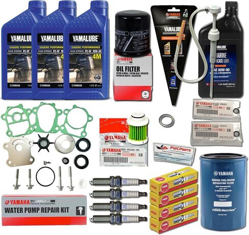YAMAHA 2010+ F70 F70LA Oil Change Lower Unit Gear Lube Gasket Fuel Filter Spark Plugs Water Pump Rebuild Kit w/MINI-Fuel Water Separator Maintenance Kit in Kuwait
