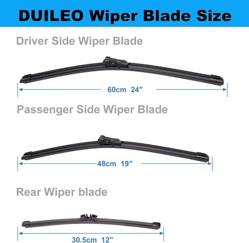 Windshield Wiper Blades for Honda Civic Hatchback 2022-2025 Replacement Front & Rear Wiper Blades, Premium All Season All Weather Automotive Front Rear Wipers Set/ 24"+19"+12" in Saudi Arabia