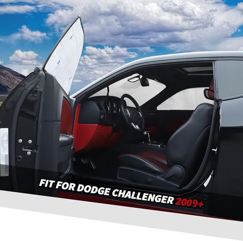 Jimen Fit for Dodge Challenger 2009-2023, 6PCS Windshield Shade Side Window Sun Visor Sunscreen in Saudi Arabia