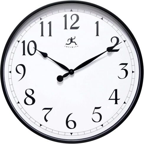 Infinity Instruments Officium 18 inch Plain Office Wall Clock Business Easy to Read Battery Operated (Black) in Kuwait