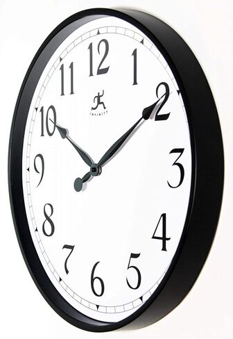 Infinity Instruments Officium 18 inch Plain Office Wall Clock Business Easy to Read Battery Operated (Black) in Kuwait