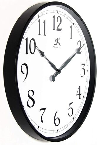 Infinity Instruments Officium 18 inch Plain Office Wall Clock Business Easy to Read Battery Operated (Black) in Kuwait