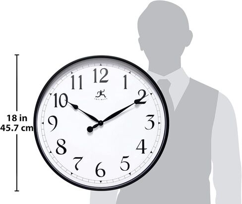 Infinity Instruments Officium 18 inch Plain Office Wall Clock Business Easy to Read Battery Operated (Black) in Kuwait