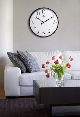 Infinity Instruments Officium 18 inch Plain Office Wall Clock Business Easy to Read Battery Operated (Black) in Kuwait