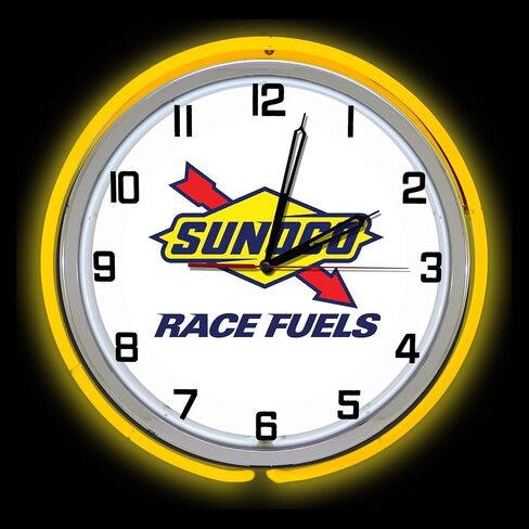 19 علامة Sunoco Race Fuels ساعة نيون مزدوجة، أنبوبان نيون، أنبوب خارجي أصفر in Kuwait