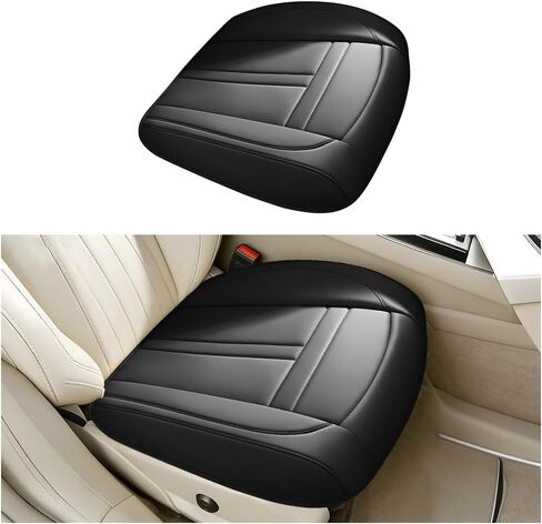 Car Front Seat Covers, Leather Anti-Slip Vehicle Front Seat Protection Full Wrap, Waterproof Driver Automotive Bottom Cushion Pad Mat Accessories, Universal for SUV, Sedan, Truck (Beige) in Kuwait