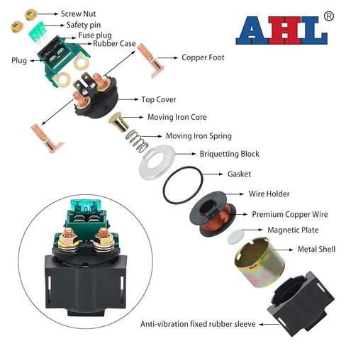 AHL Starter Solenoid Relay for Honda GL1000 Goldwing 999cc 1976 1977 1978 1979 / GL1200 Gold Wing Aspencade Interstate 1984 1985 1986 1987 in Kuwait