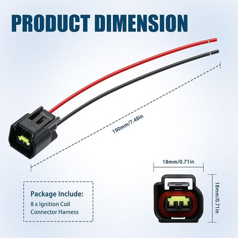JA&MIU Ignition Coil Connector Pigtail Harness Compatible with Ford 4.6L 5.4L 6.8L F-150 F250 F350 Mustang Explorer Expedition Crown Victoria, 8Pcs in Kuwait