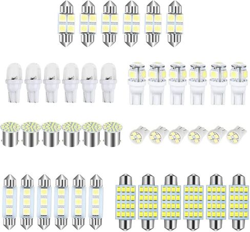 42 Pack Car Interior Lights LED Bulb Kit, 31mm/ 36mm/ 41mm/ T10/ 1157 LED Festoon Bulbs Dome Light Replacement Bulbs for Car Dome Courtesy Map Door License Plate Lights (White) in Kuwait