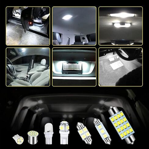 42 Pack Car Interior Lights LED Bulb Kit, 31mm/ 36mm/ 41mm/ T10/ 1157 LED Festoon Bulbs Dome Light Replacement Bulbs for Car Dome Courtesy Map Door License Plate Lights (White) in Kuwait