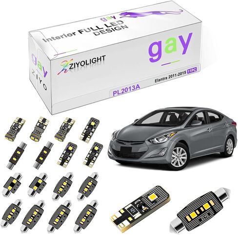 طقم إضاءة داخلية LED لحزمة استبدال لمبات إضاءة القبة Hyundai Elantra 2007-2010، ترقية ملحقات مصابيح LED بيضاء زينون 6000K، Elantra GT / i30 (12 لمبة) in Kuwait