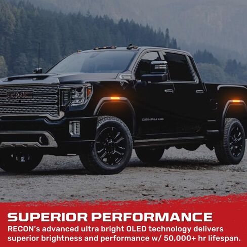RECON - يناسب 20-24 Sierra HD 2500/3500 (الجيل الرابع) عدسات ضوء الحاجز الممتازة (مجموعة من 4 قطع) أبيض/كهرماني LED فائق السطوع مع عدسة مدخنة/شفافة (AMBER LED، عدسات مدخنة) in Kuwait