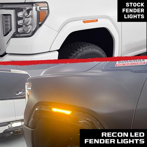 RECON - يناسب 20-24 Sierra HD 2500/3500 (الجيل الرابع) عدسات ضوء الحاجز الممتازة (مجموعة من 4 قطع) أبيض/كهرماني LED فائق السطوع مع عدسة مدخنة/شفافة (AMBER LED، عدسات مدخنة) in Kuwait