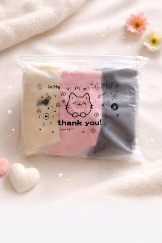 جوارب Fuzzy Cat للنساء - جوارب قطيفة ناعمة، جوارب دافئة منفوشة مع قطة مطرزة لطيفة، مقاس واحد 6-10.5، عبوة من 3 قطع (أبيض، وردي، أسود) in Saudi Arabia
