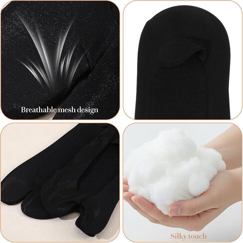 4 Pairs Tabi Socks for Women No Show Socks Flip Flop Sock Non Slip Split Toe Low Cut Sock Invisible Liner Footies for Loafers Sandals Flip Flops Black in Kuwait