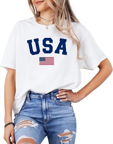 Patriotic American Flag T-Shirt for Men and Women - 100% Cotton USA Graphic Tee - Distressed Style Short Sleeve Shirt in Saudi Arabia