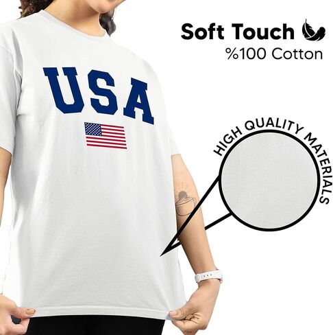 Patriotic American Flag T-Shirt for Men and Women - 100% Cotton USA Graphic Tee - Distressed Style Short Sleeve Shirt in Saudi Arabia