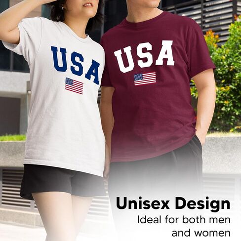 Patriotic American Flag T-Shirt for Men and Women - 100% Cotton USA Graphic Tee - Distressed Style Short Sleeve Shirt in Saudi Arabia