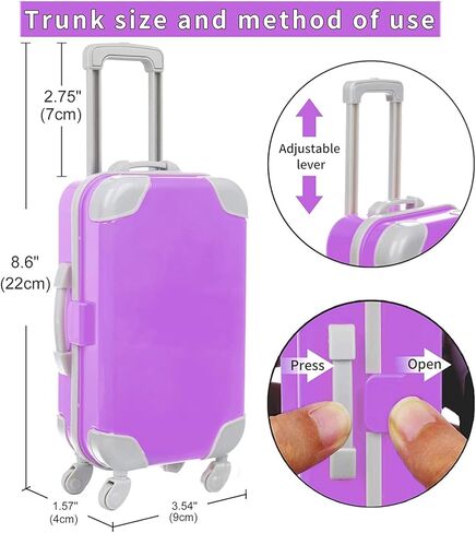 Mermaid 18 inch Doll Clothes and Doll Accessories Case Luggage Travel Play Set Include Suitcase, Dresses, Bag, Camera, Glasses, Pillow, Eyeshade Etc (No Doll) in Kuwait