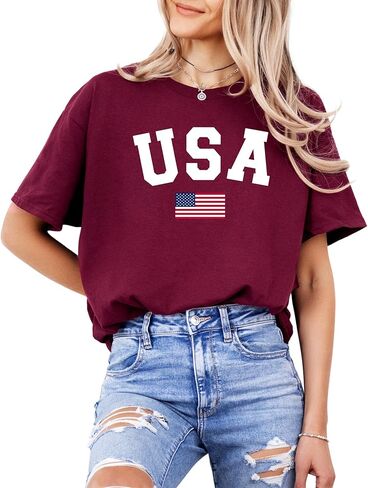 Patriotic American Flag T-Shirt for Men and Women - 100% Cotton USA Graphic Tee - Distressed Style Short Sleeve Shirt in Saudi Arabia