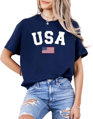 Patriotic American Flag T-Shirt for Men and Women - 100% Cotton USA Graphic Tee - Distressed Style Short Sleeve Shirt in Saudi Arabia