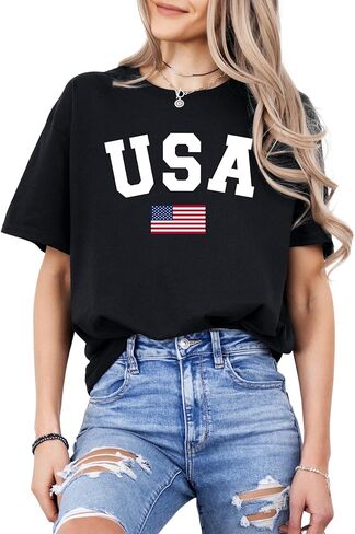 Patriotic American Flag T-Shirt for Men and Women - 100% Cotton USA Graphic Tee - Distressed Style Short Sleeve Shirt in Saudi Arabia