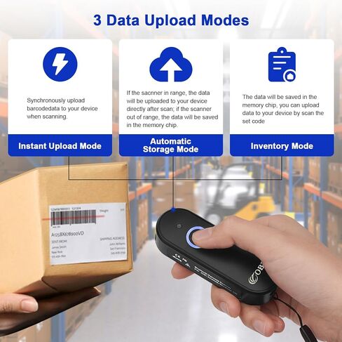 ماسحة باركود Bluetooth Portable OBZ ، ماسح ضوئي رمز اللاسلكي اللاسلكي القابل للارتداء ، يعمل على طراز Bluetooth و 2.4G in Kuwait