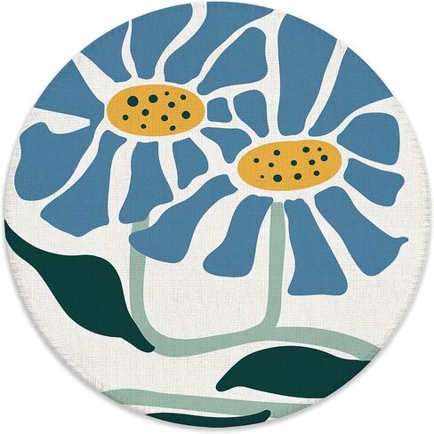 Boho Abstract Blue Floral Mouse Pad for Desk, Modern Abstract Flower Botanical Mousepad for Work Wireless Mouse Computers Laptop Desk Accessories, 7.9x7.9 Inch in Saudi Arabia