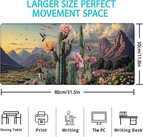 لوحة ماوس الألعاب البانورامية Desert Bloom، لوحة ماوس، سجادة مكتب، قاعدة ماوس مطاطية غير قابلة للانزلاق لأجهزة الكمبيوتر المحمول والمكتب والمدرسة وإكسسوارات المنزل وهدايا ديكور 31.5 بوصة × 11.8 بوصة in Kuwait