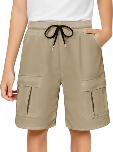 Haloumoning Boys Cargo Shorts Kids Summer Casual Elastic Waist Shorts with Pockets 5-14 Years in Saudi Arabia