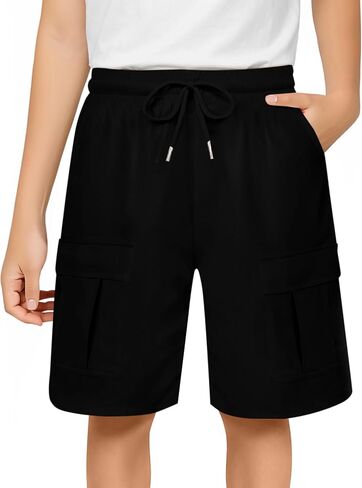 Haloumoning Boys Cargo Shorts Kids Summer Casual Elastic Waist Shorts with Pockets 5-14 Years in Saudi Arabia