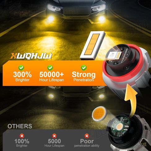 L1B LED Fog Light Bulbs Compatible for 2021 2022 2023 2024 Honda Accord Led Fog Driving Lamp Bulb Assembly, 3500K Yellow, Plug&Play, Pack of 2 in Kuwait