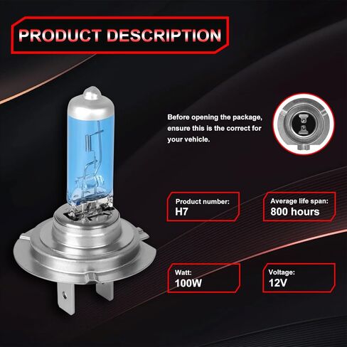 Fit for Hyundai Tucson 2019 2020 2021 High Performance Halogen Headlight Bulbs,9005 High Beam+ H7 Low Beam combo,100W,Ultra Bright,IP68, plug and play,5000K White Light,4 Pack in Kuwait