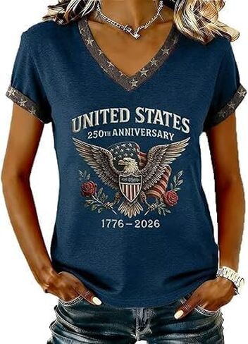 250 Anniversary USA Shirt for Women Retro Statue of Liberty Pullover Top Casual Short-Sleeved Patriotic Shirt in Saudi Arabia