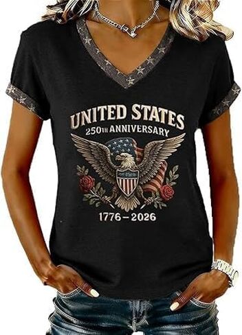 250 Anniversary USA Shirt for Women Retro Statue of Liberty Pullover Top Casual Short-Sleeved Patriotic Shirt in Saudi Arabia