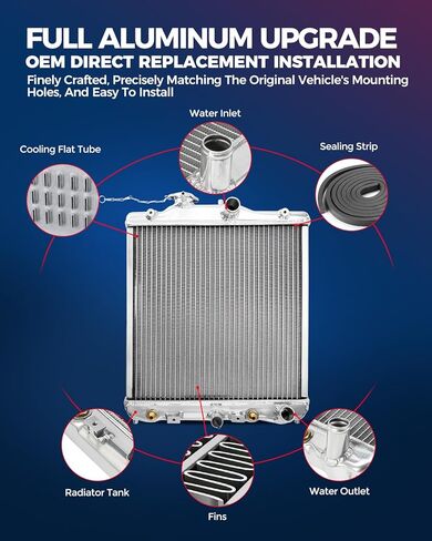KAX CU2571 Full Aluminum Radiator, Compatible with 2003-2007 Accord 3.0L GAS, with Radiator Cap in Saudi Arabia