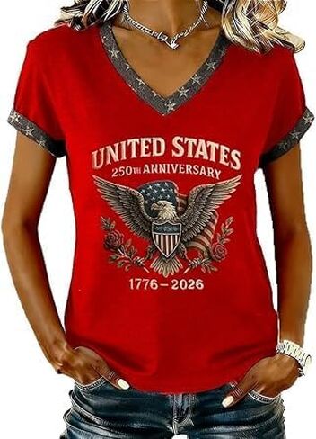 250 Anniversary USA Shirt for Women Retro Statue of Liberty Pullover Top Casual Short-Sleeved Patriotic Shirt in Saudi Arabia