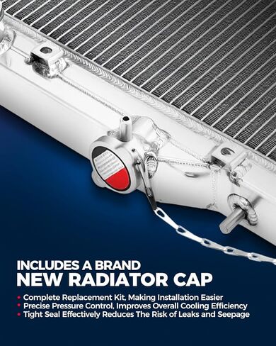 KAX CU2571 Full Aluminum Radiator, Compatible with 2003-2007 Accord 3.0L GAS, with Radiator Cap in Saudi Arabia
