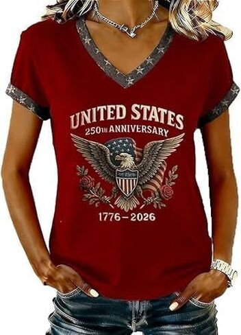 250 Anniversary USA Shirt for Women Retro Statue of Liberty Pullover Top Casual Short-Sleeved Patriotic Shirt in Saudi Arabia