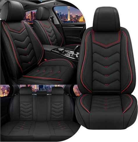 CTDS Car Seat Covers for Toyota 4Runner 2000-2026, Stylish Sport Seat Cover, Premium Nappa Leather Car Seat Cover. Automobile Seat Covers Sets.(Luxury 5 Seats/Black Red) in Kuwait