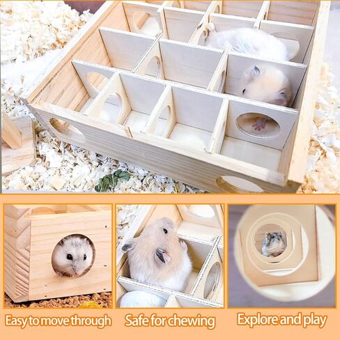 منزل هامستر هامستر هامستر هامستر ، منزل متاهة الهامستر السوري الخشبي ، ديكور موائل الحيوانات الأليفة الصغيرة ، مخابئ 6 غرف ، استكشاف نفق لألعاب الهامستر القزمي ، الجيربييل ، الفئران ، القضايا ، الماوس in Kuwait